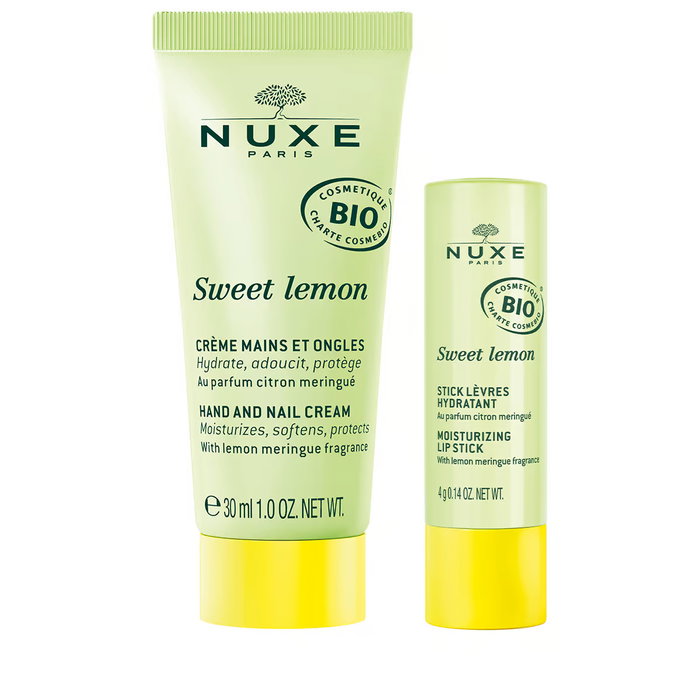 Nuxe Set Sweet Lemon: Crema de Manos Hidratante 30 ml y Bálsamo Labial 4 g Nuxe Set Sweet Lemon: Crema de Manos Hidratante 30 ml y Bálsamo Labial 4 g