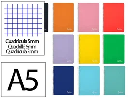 Liderpapel Cuaderno Espiral A5 Witty Tapa Dura 80 Hojas 90g Cuadro 5mm Colores Surtidos