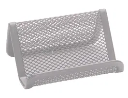 Q-connect Portatarjetas de Metal Plateado 11x7.5x5 cm Capacidad 30-40 Tarjetas