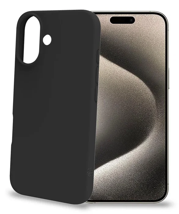 Celly CROMO1078BK Funda para iPhone 16 (6.1") Negro - Resistente a Golpes y Rayones, Silicona y TPU