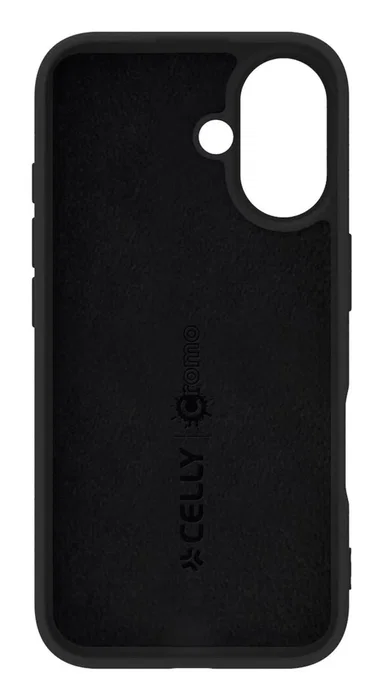 Celly CROMO1078BK Funda para iPhone 16 (6.1") Negro - Resistente a Golpes y Rayones, Silicona y TPU