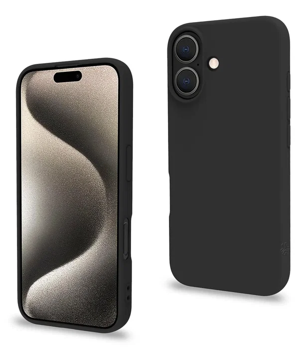 Celly CROMO1078BK Funda para iPhone 16 (6.1") Negro - Resistente a Golpes y Rayones, Silicona y TPU