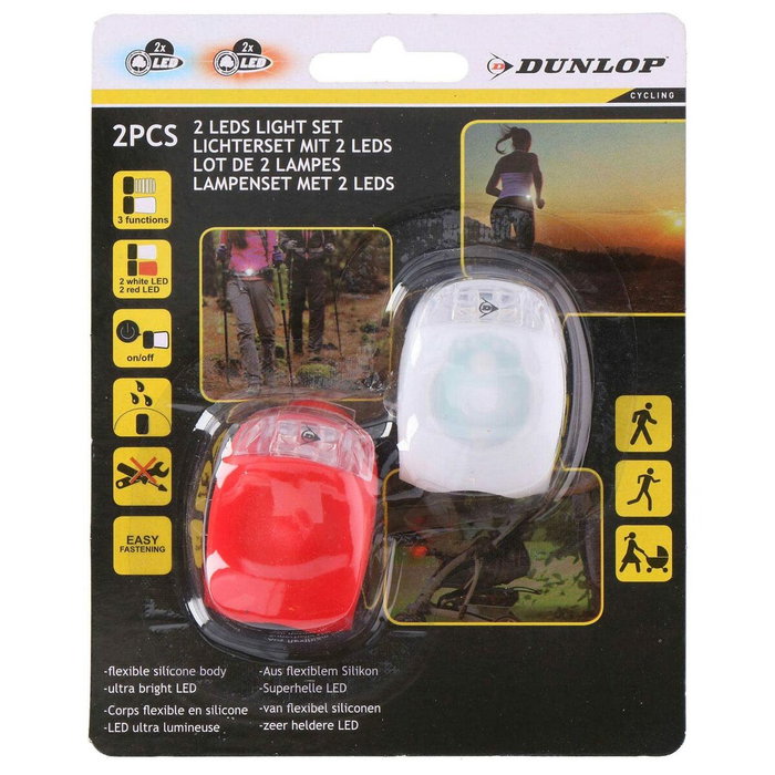 Dunlop Conjunto de 2 Linternas de Señalización para Bicicleta (Delantera y Trasera)