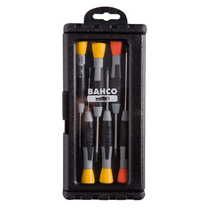 Bahco Juego de 6 destornilladores de precisión ranurados/phillips 1,5-3 mm