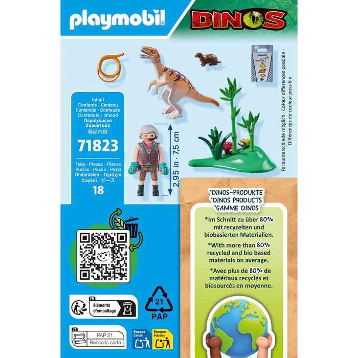 Playmobil Velociraptor 71823 Dinos, Figura de dinosaurio con accesorios, +4 años Playmobil Velociraptor 71823 Dinos, Figura de dinosaurio con accesorios, +4 años