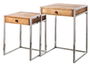 DKD Home Decor Mesita Auxiliar Loft Set de 2 Natural Plateado Mango y Acero 41 x 66.5 x 45.5 cm