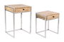 DKD Home Decor Mesita Auxiliar Loft Set de 2 Natural Plateado Mango y Acero 41 x 66.5 x 45.5 cm