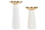 DKD Home Decor Set de 2 Jarrones de Metal con Acabado 3D Blanco y Dorado