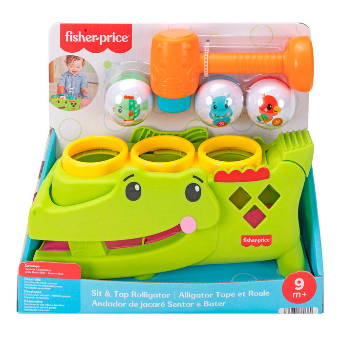Fisher-Price Cocodrilo Golpea Y Lanza Jlb94 Juguete de Actividades con Martillo y 3 Pelotas para Bebés +6 Meses