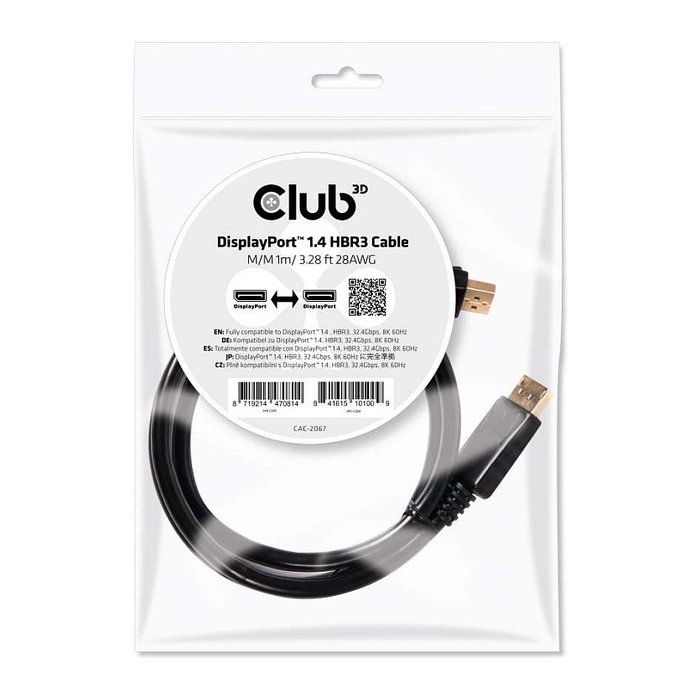 Club 3D CAC-2067 Cable DisplayPort 1.4 HBR3 1m 8K60Hz