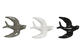 DKD Home Decor Decoración de Pared de Porcelana Golondrina, Surtido de 3 Colores