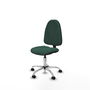 Silla de oficina Algarra con mecanismo Contacto permanente básico tapizada con Tela color Verde botella. Equipada con Base cromada, Sin brazos y Ruedas autofrenantes