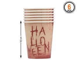 Vasos De Cartón Con Efecto Sangre 6 Unidades Para Mesa Terrorífica Halloween