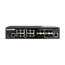 QNAP QSW-M3216R-8S8T Conmutador de Red 18 Puertos Gestionado Layer 2, 8 Puertos 10GbE RJ-45 + 8 Puertos 10Gb SFP+, 320 Gbps, Rack, Fuente Interna
