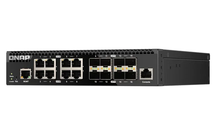 QNAP QSW-M3216R-8S8T Switch de Red Gestionado L2/L3 Rack 1U - 8 Puertos 10GbE SFP+ y 8 Puertos 10GbE RJ45 (100/1000/10000)