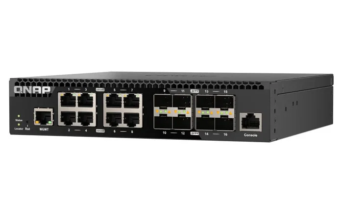 QNAP QSW-M3216R-8S8T Switch de Red Gestionado L2/L3 Rack 1U - 8 Puertos 10GbE SFP+ y 8 Puertos 10GbE RJ45 (100/1000/10000)