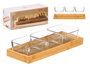 Kinvara - Bandeja de Bambú con 3 Boles de Vidrio, para Frutos Secos o Snacks, Dimensiones 31 x Adicional: Bol 10x10x5 cm + Bandeja 31x11x3 cm (Set de 12)