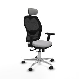 PIQUERAS Y CRESPO Silla de oficina Jorquera con mecanismo Sincro/Traslack, Gris claro y Negro