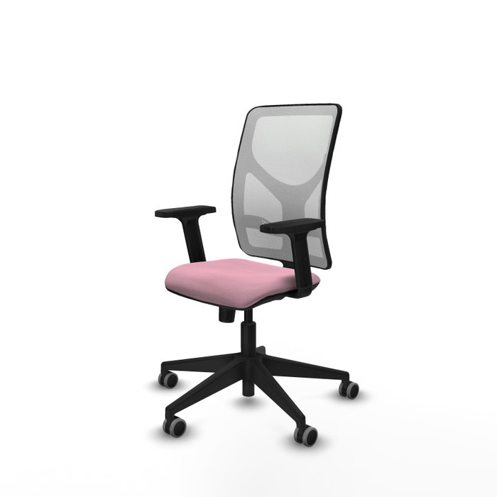 PIQUERAS Y CRESPO Silla de oficina Motilla Rosa y Blanca con mecanismo Sincro