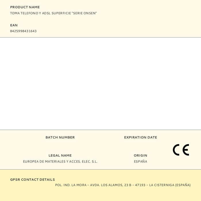 Edm Toma Teléfono y ADSL Superficie Serie Onsen Blanco Polipropileno 65 x 35 x 65 mm