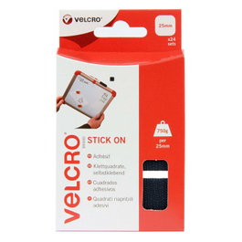 VELCRO VEL-EC60236 Cierre Autoadhesivo de Gancho y Bucle Negro 25 mm x 25 mm (24 sets)