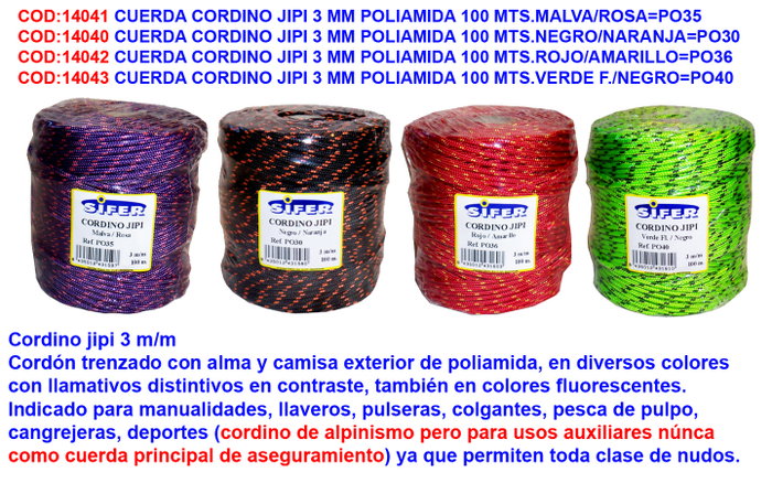 Jipi Cuerda Cordino 3 mm Poliamida 100 m Malva/Rosa Jipi Cuerda Cordino 3 mm Poliamida 100 m Malva/Rosa