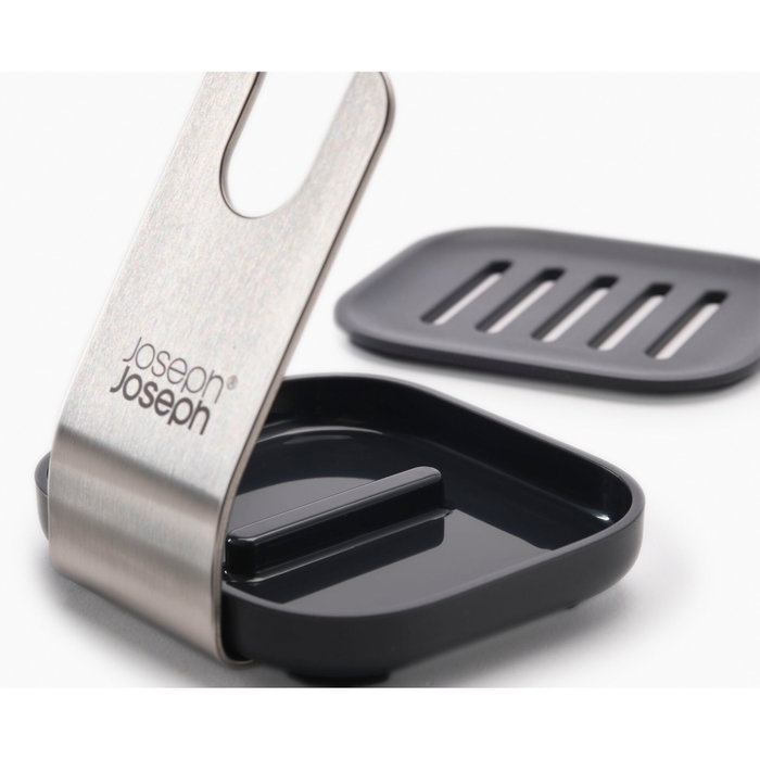 Joseph Joseph SinkTech Cepillo para lavar platos con dispensador y soporte de acero inoxidable