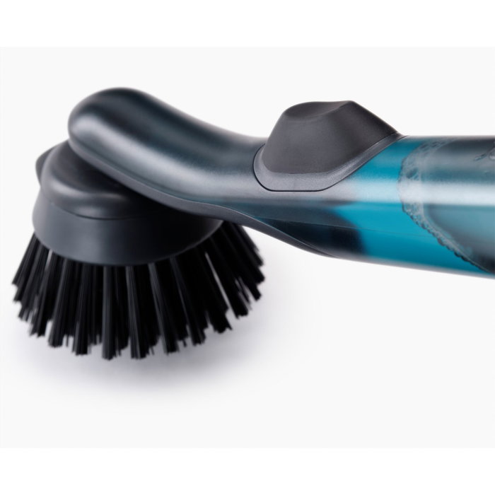 Joseph Joseph SinkTech Cepillo para lavar platos con dispensador y soporte de acero inoxidable