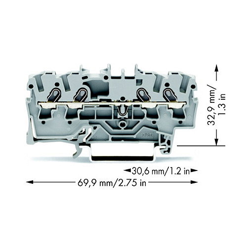 WAGO 2001-1401 Terminal de paso para 4 conductores 0.25 - 1.5 mm