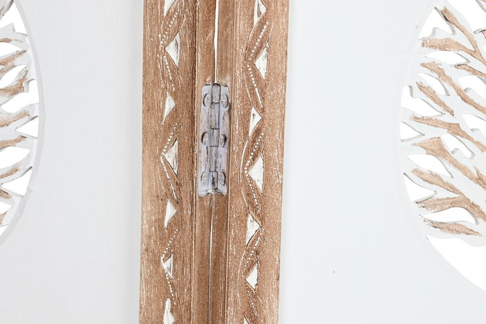 DKD Home Decor Biombo Tradicional Blanco Natural Mango y MDF 2.5 x 182 x 153 cm