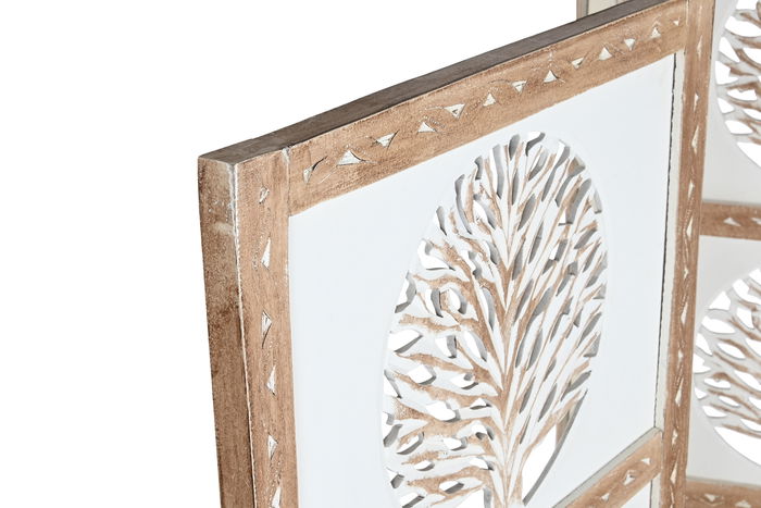 DKD Home Decor Biombo Tradicional Blanco Natural Mango y MDF 2.5 x 182 x 153 cm