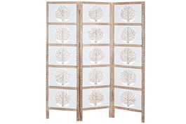 DKD Home Decor Biombo Tradicional Blanco Natural Mango y MDF 2.5 x 182 x 153 cm