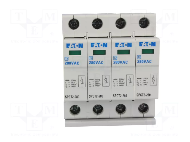 Eaton SPCT2-280/4 167596 Protector de sobretensión enchufable 4p 280VAC Eaton SPCT2-280/4 167596 Protector de sobretensión enchufable 4p 280VAC