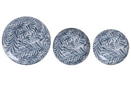 DKD Home Decor Set de Vajilla de Porcelana 18 Piezas con Diseño de Hojas Azul