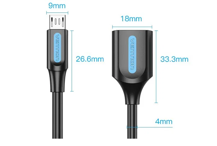 Vention CCUBB Cable USB 2.0 Micro-USB B Macho a USB A Hembra 15 cm (0.15 m) Negro - 480 Mbps