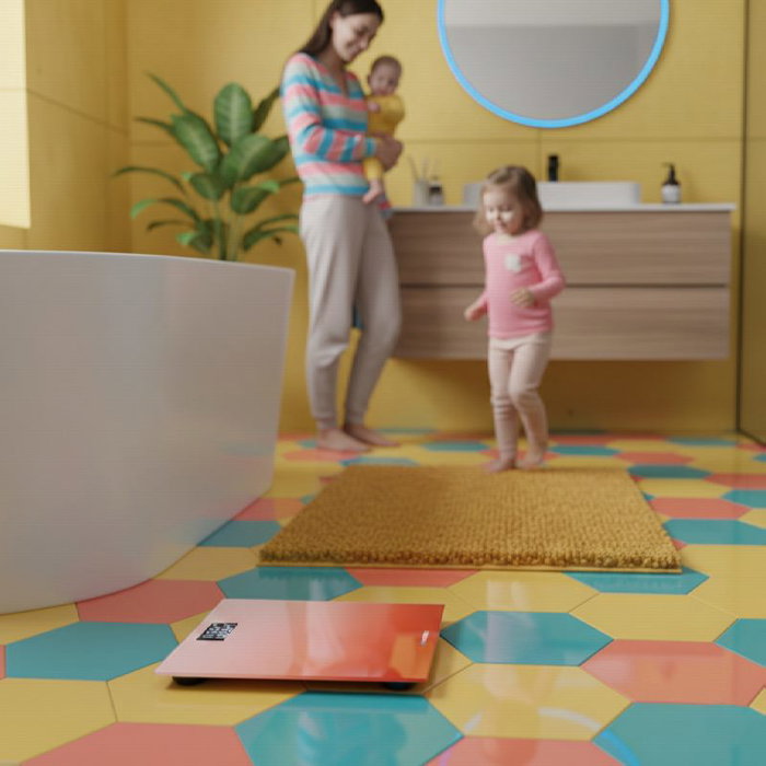 BLAUPUNKT Báscula de Baño Digital con Indicador de Temperatura y Superficie de Cristal Extraplano