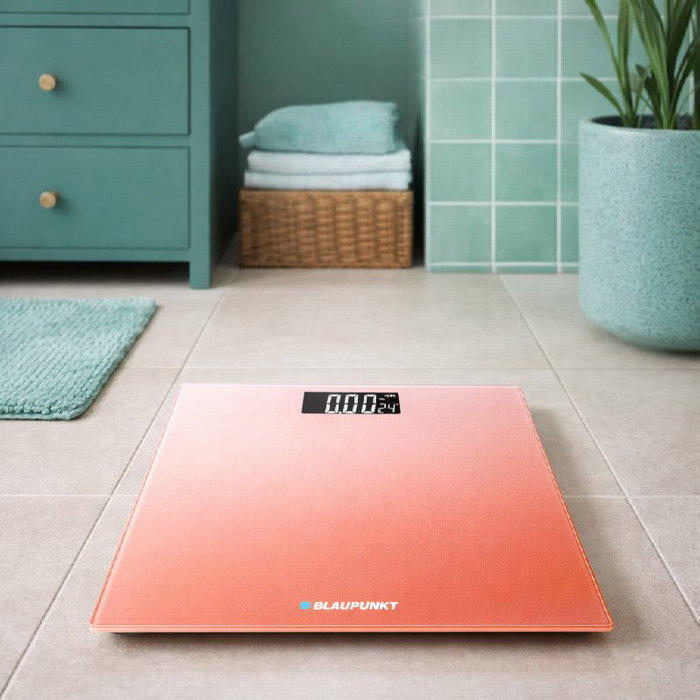 BLAUPUNKT Báscula de Baño Digital con Indicador de Temperatura y Superficie de Cristal Extraplano