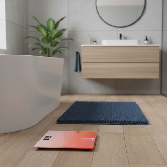 BLAUPUNKT Báscula de Baño Digital con Indicador de Temperatura y Superficie de Cristal Extraplano