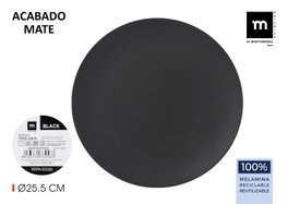La Mediterranea Plato Llano Mel.Mate Black 25.5 cm (24 Unidades)突出