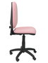 Silla de oficina Aýna con mecanismo Contacto permanente básico tapizada con Tela color Rosa pálido. Equipada con Base poliamida negra, Sin brazos y Ruedas de nailon 50 mm