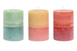 DKD Home Decor Velas Pilar de Cera de Parafina Surtidas Bicolor 7x7x10 cm