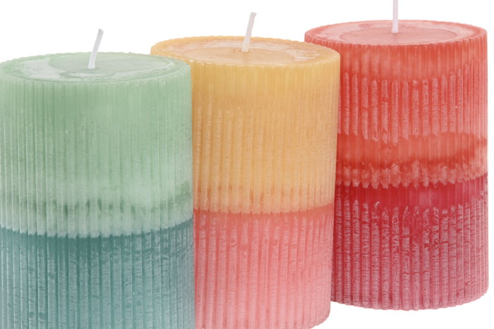 DKD Home Decor Velas Pilar de Cera de Parafina Surtidas Bicolor 7x7x10 cm