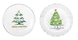 DKD Home Decor Plato de Cristal Árbol Impreso Verde (Pack de 12)