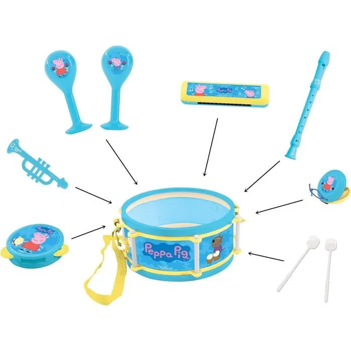Lexibook Set musical Peppa Pig LEXK360PP 7 instrumentos Almacenamiento en el tambor Lexibook Set musical Peppa Pig LEXK360PP 7 instrumentos Almacenamiento en el tambor