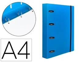 Liderpapel Carpeta con Anillas Azul Translúcido con Recambio A4 Cuadro 5mm