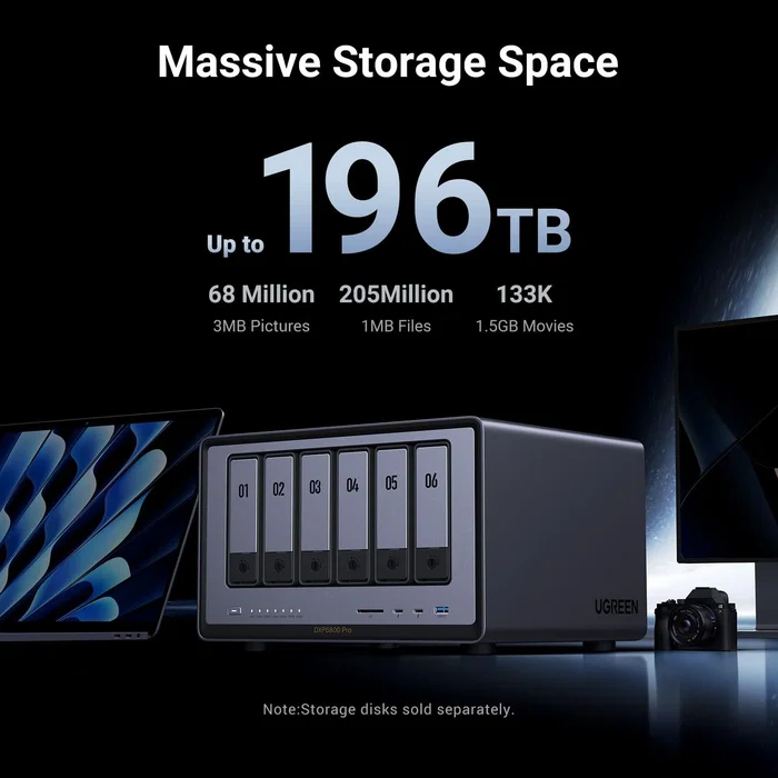 Ugreen NASync DXP6800 Pro Servidor NAS de 6 bahías con 8 GB de RAM Ugreen NASync DXP6800 Pro Servidor NAS de 6 bahías con 8 GB de RAM