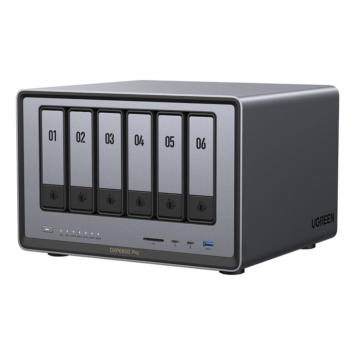 Ugreen NASync DXP6800 Pro, 6 bahías SATA + 2 M.2 NVMe, 8 GB DDR5, Gris/Negro Ugreen NASync DXP6800 Pro, 6 bahías SATA + 2 M.2 NVMe, 8 GB DDR5, Gris/Negro
