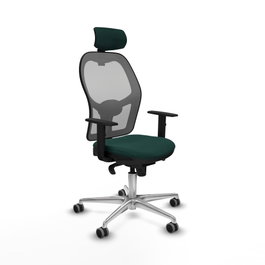 PIQUERAS Y CRESPO Silla de oficina Jorquera con mecanismo Sincro, Verde botella y Gris