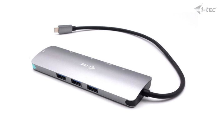 I-Tec USB-C Metal Nano Dock 1x HDMI 4K, 1x SD + MicroSD, 1x Gigabit Ethernet, 1x Audio, 3x USB 3.0, 1x USB-C PD+Cargador 100W