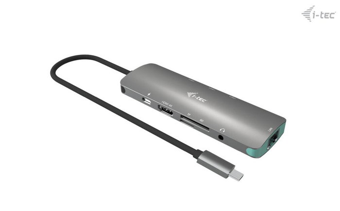 I-Tec USB-C Metal Nano Dock 1x HDMI 4K, 1x SD + MicroSD, 1x Gigabit Ethernet, 1x Audio, 3x USB 3.0, 1x USB-C PD+Cargador 100W